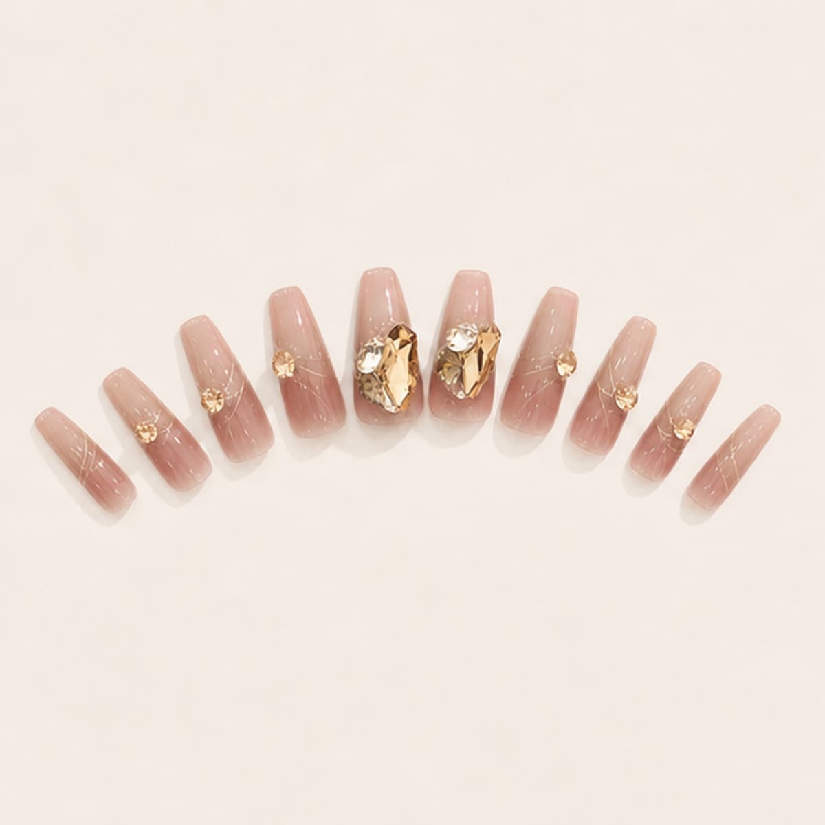Champagne complete product view on a warm ivory background