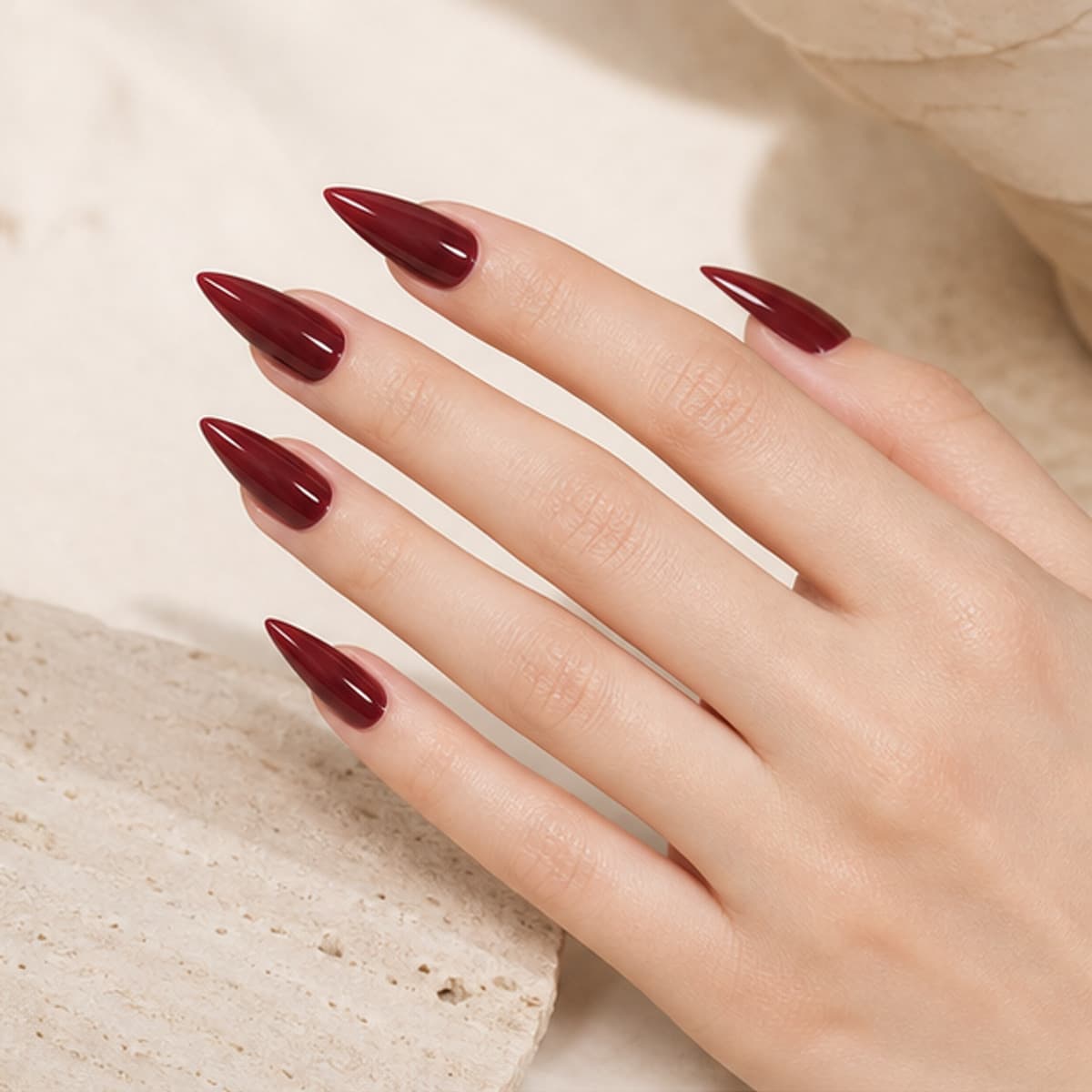 Stiletto shown in correct use in the Lunara editorial style